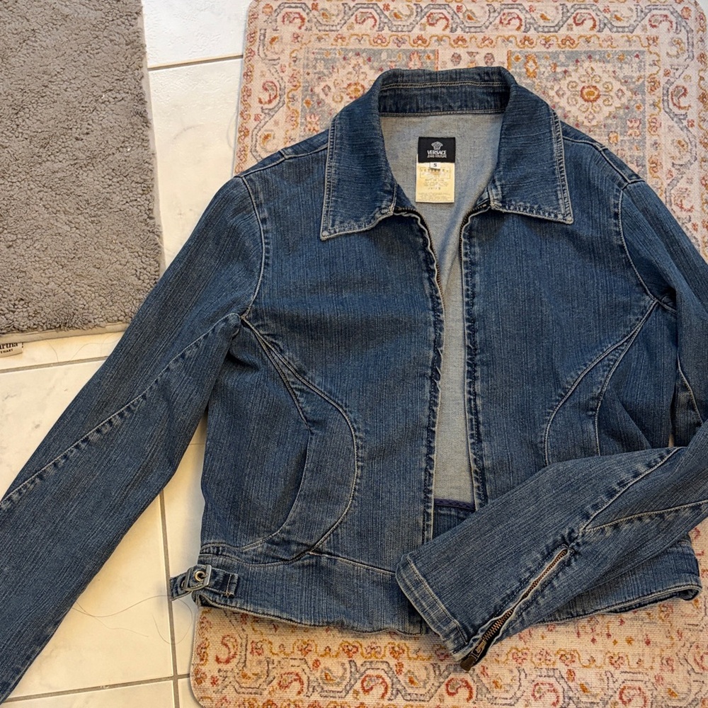 Y2K vintage Versace Denim zip Jacket with embroidery